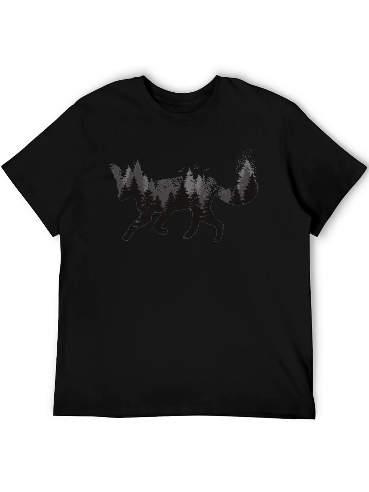 Forest Wolf Graphic Tee - Mens Black T-Shirt