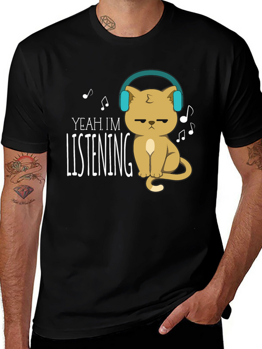 Yeah Im Listening Cat T-Shirt
