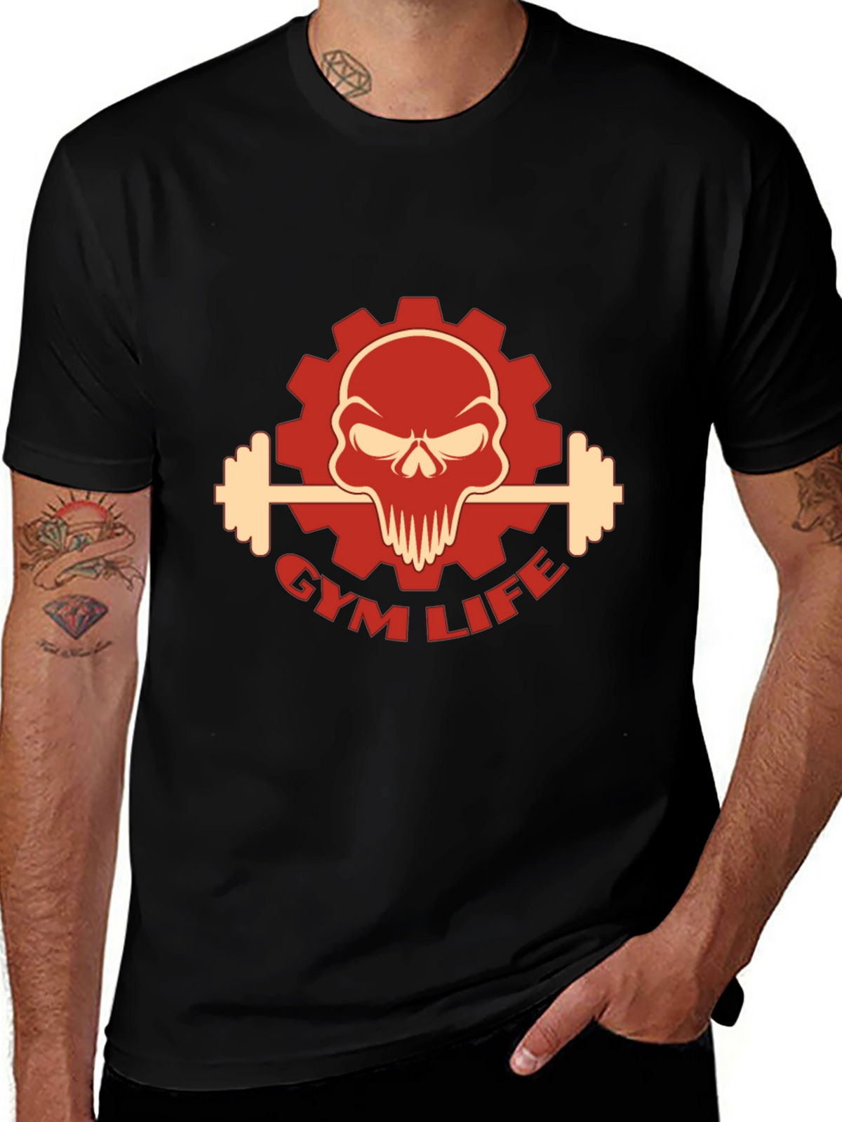 Gym Life Skull Graphic T-Shirt