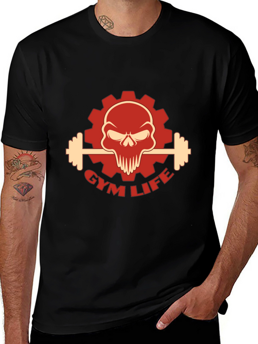 Gym Life Skull Graphic T-Shirt
