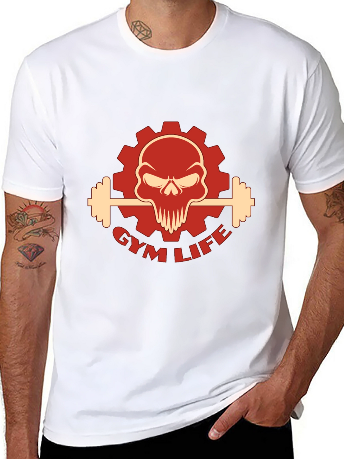 Gym Life Skull Graphic T-Shirt