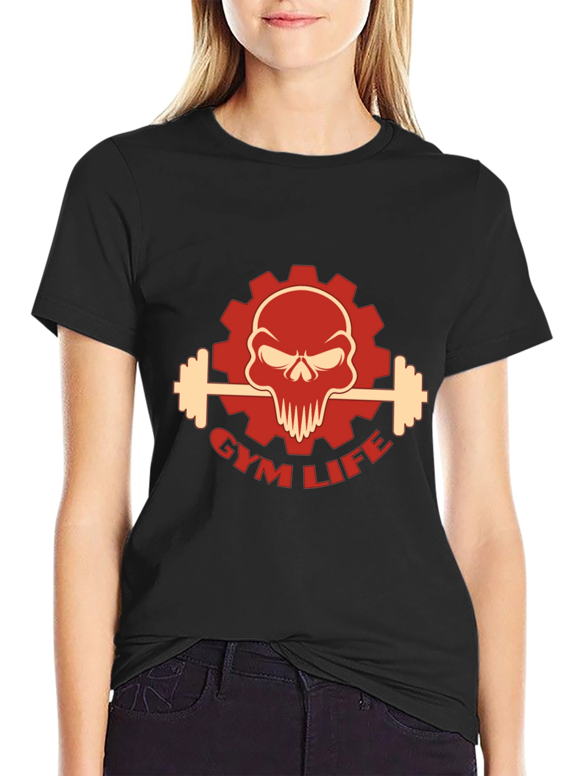 Gym Life Skull Graphic T-Shirt