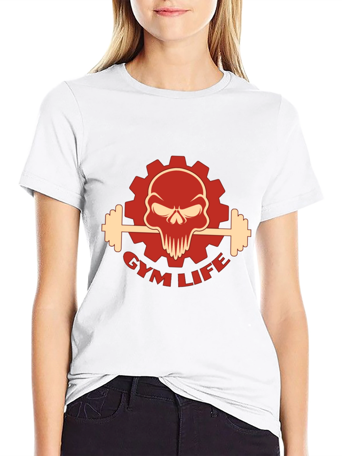 Gym Life Skull Graphic T-Shirt