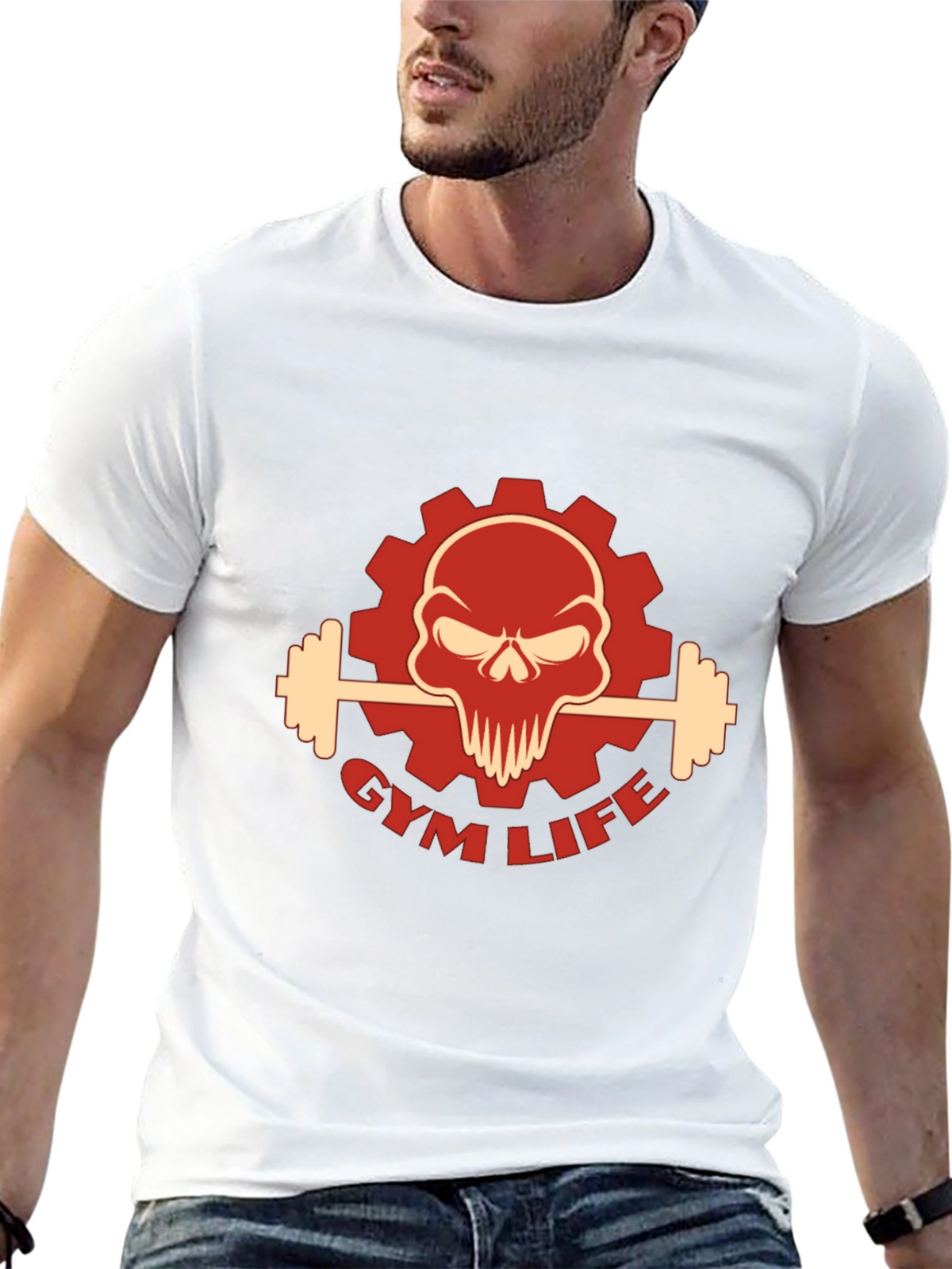 Gym Life Skull Graphic T-Shirt