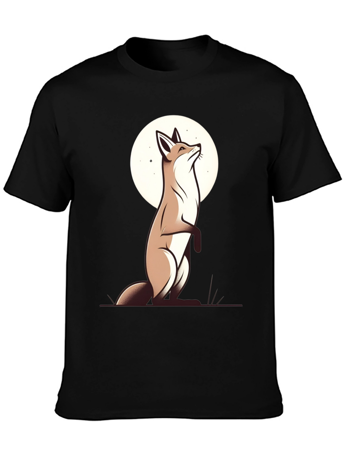 Fox Moon Graphic Tee - Black Cotton