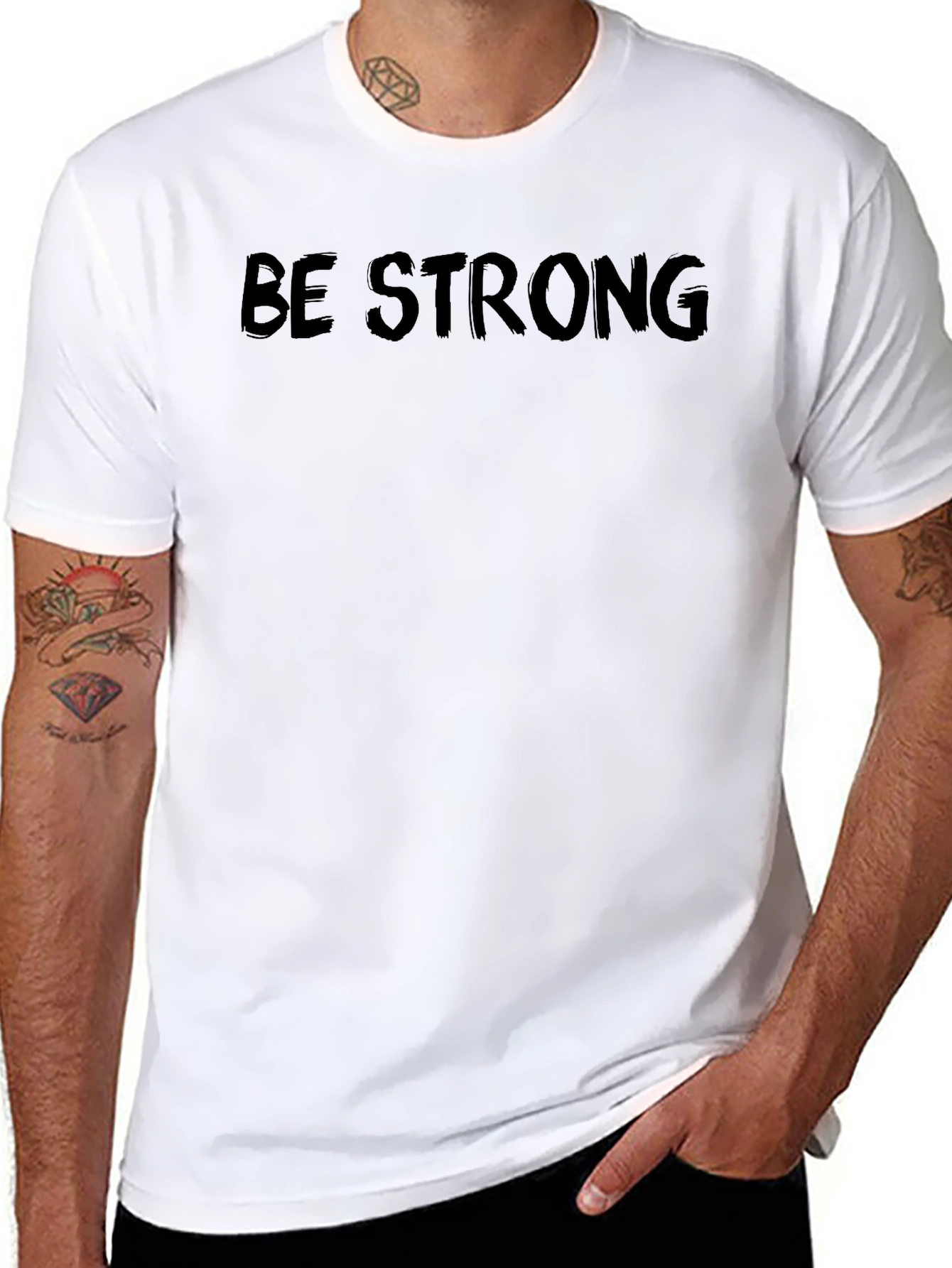 Be Strong Black Graphic Tee - Mens