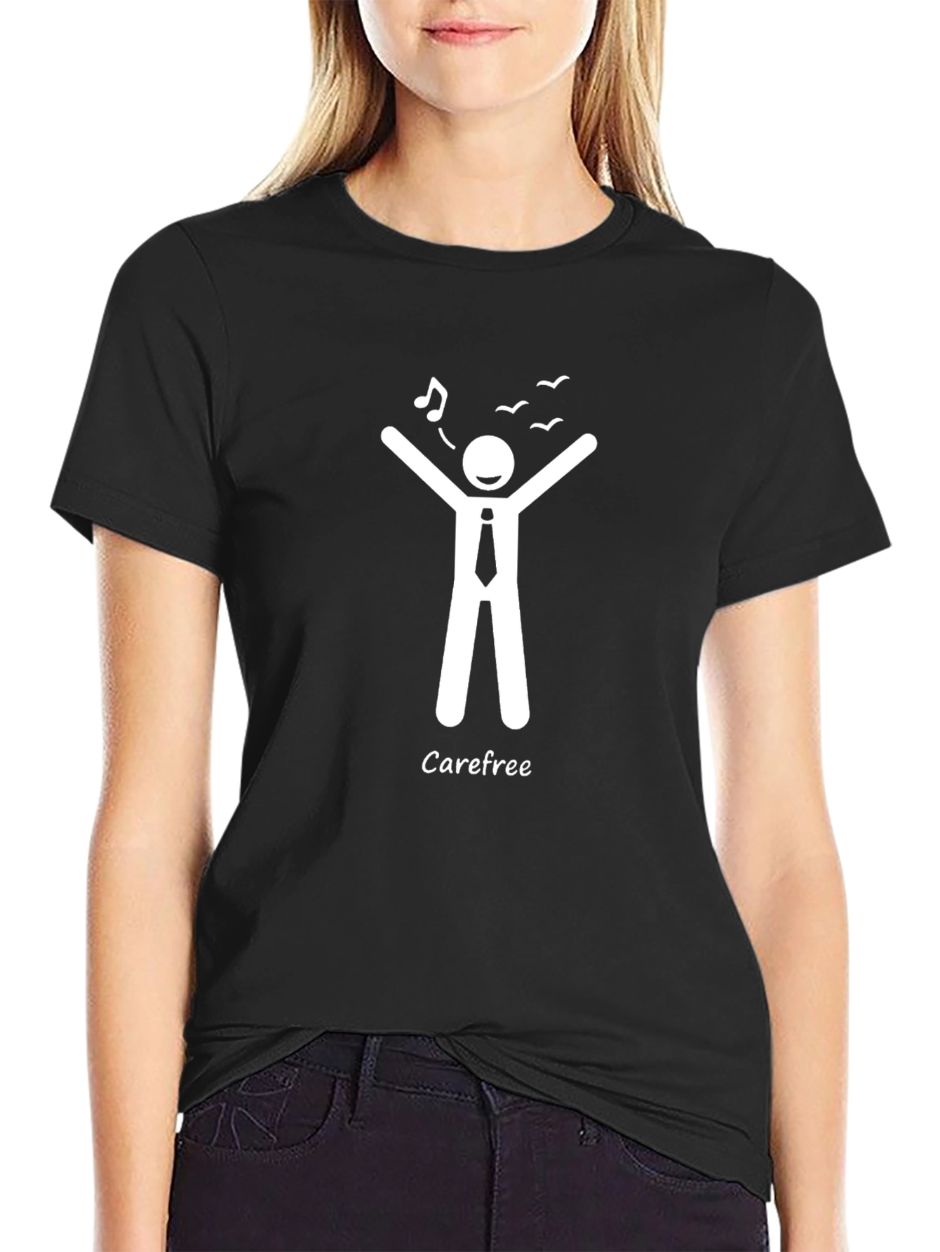 Carefree Graphic Tee - Black Cotton Comfort