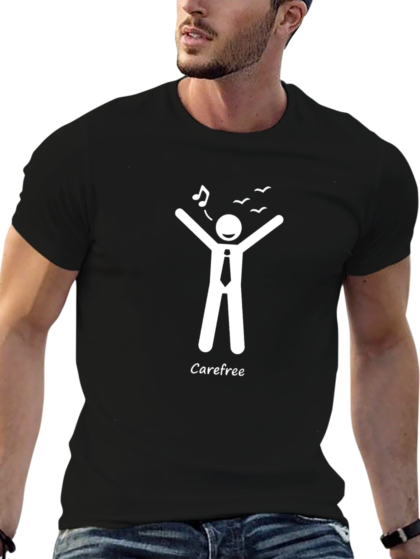 Carefree Graphic Tee - Black Cotton Comfort