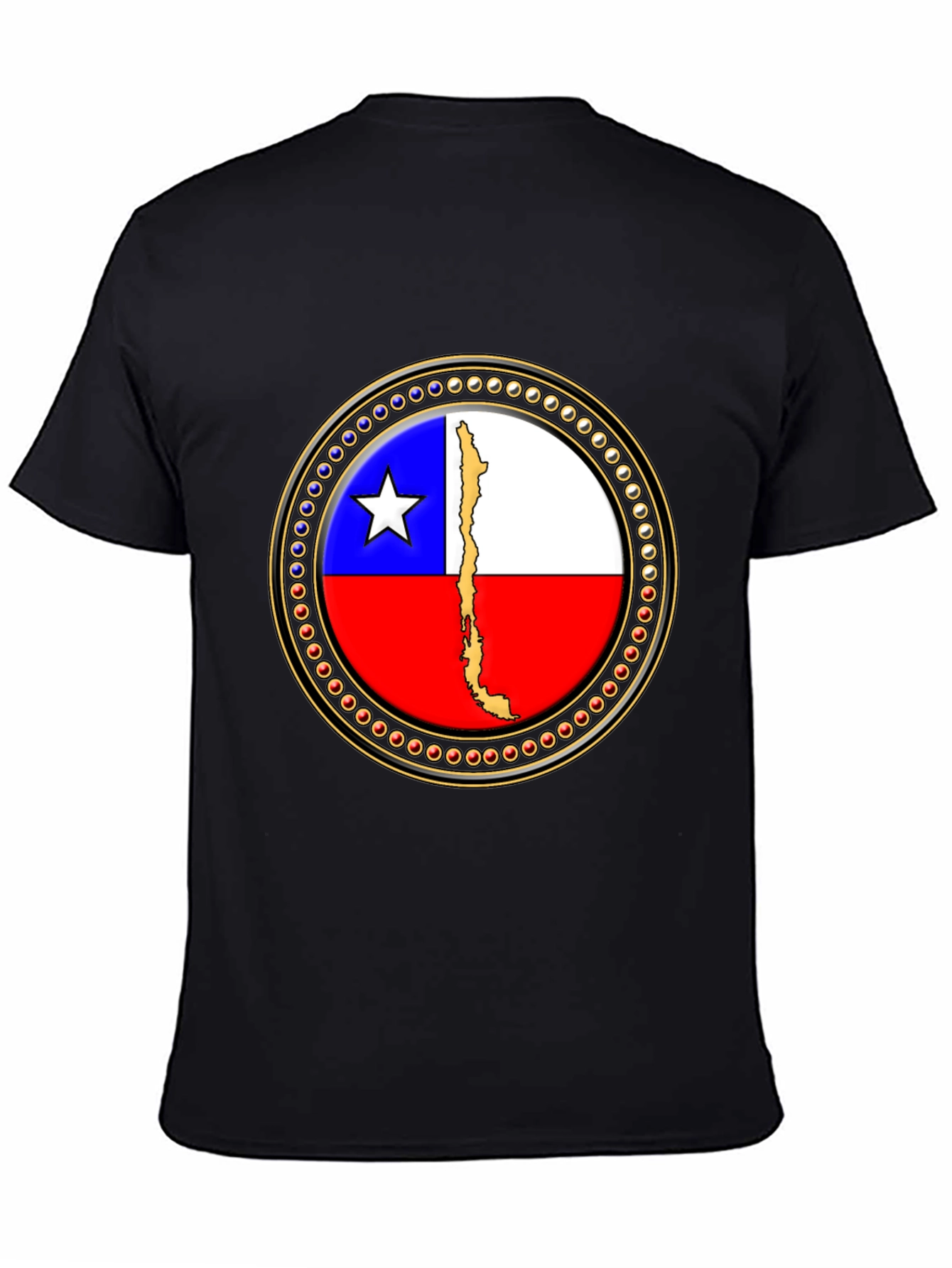 Chile Flag Graphic Tee - Black Cotton T-Shirt