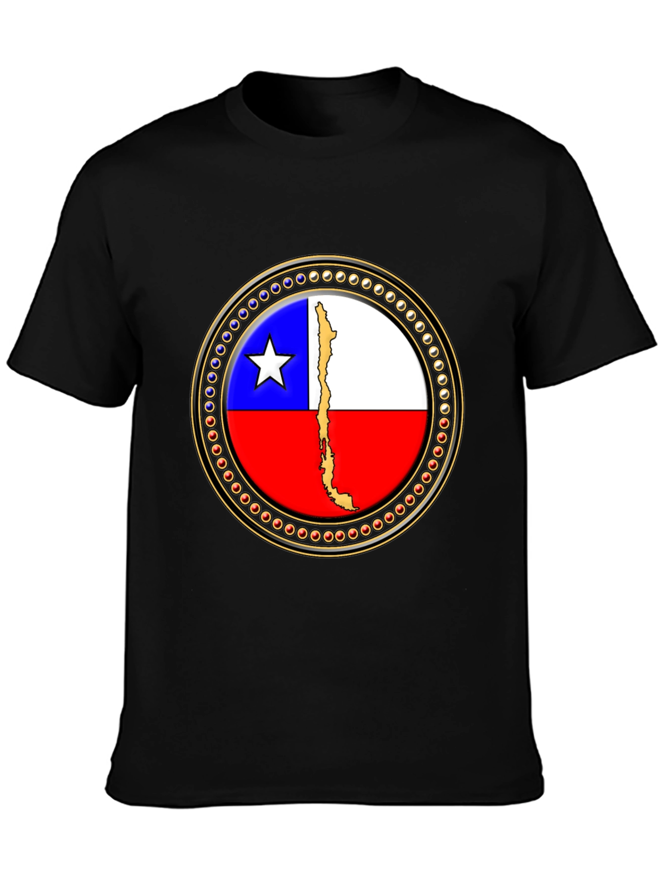 Chile Flag Graphic Tee - Black Cotton T-Shirt