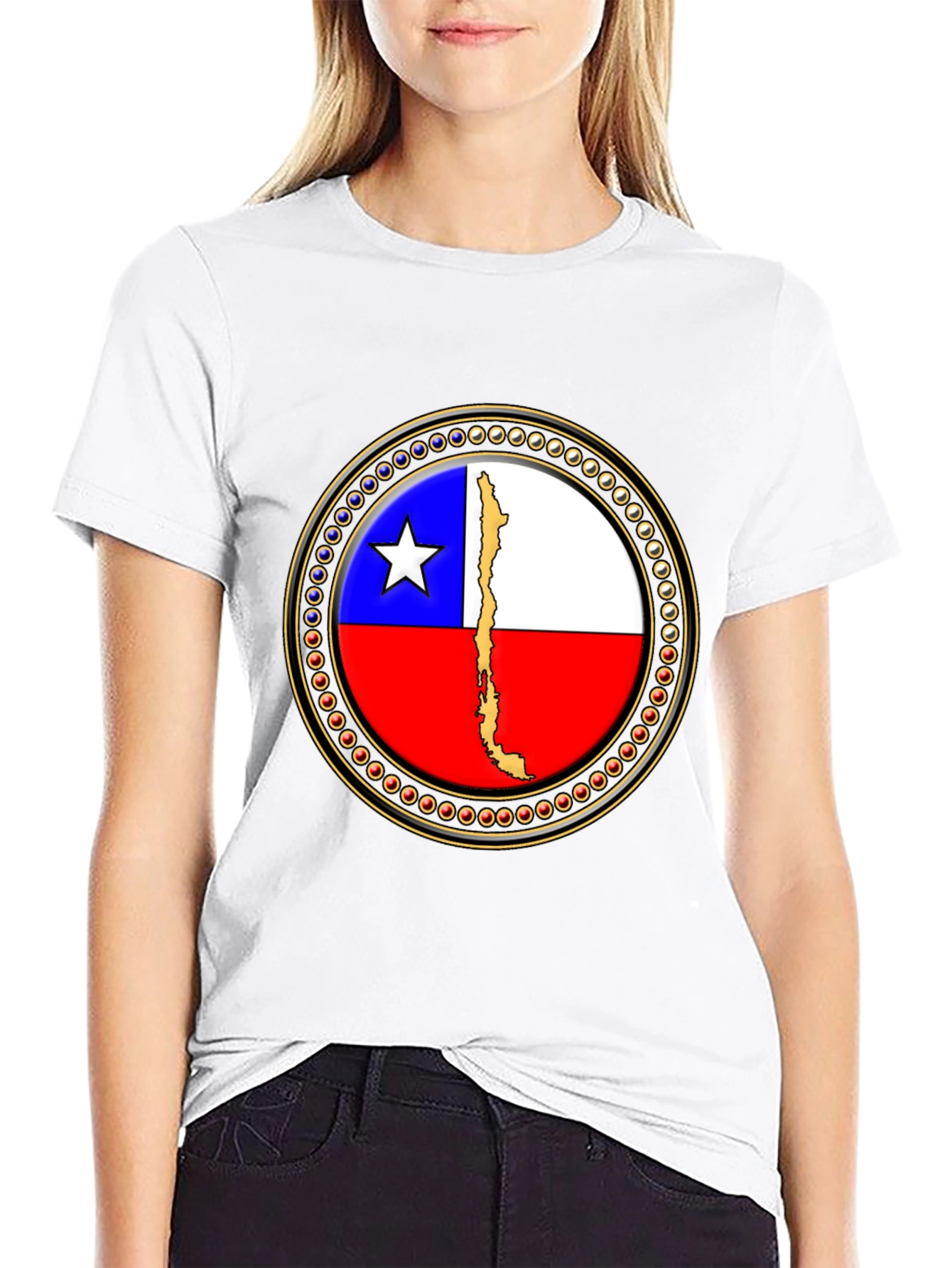 Chile Flag Graphic Tee - Black Cotton T-Shirt