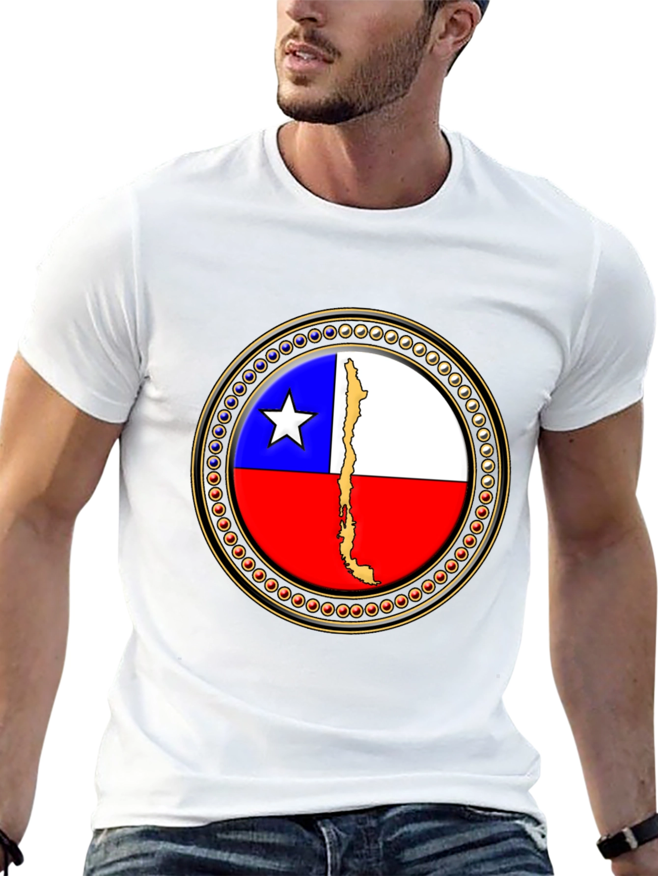 Chile Flag Graphic Tee - Black Cotton T-Shirt