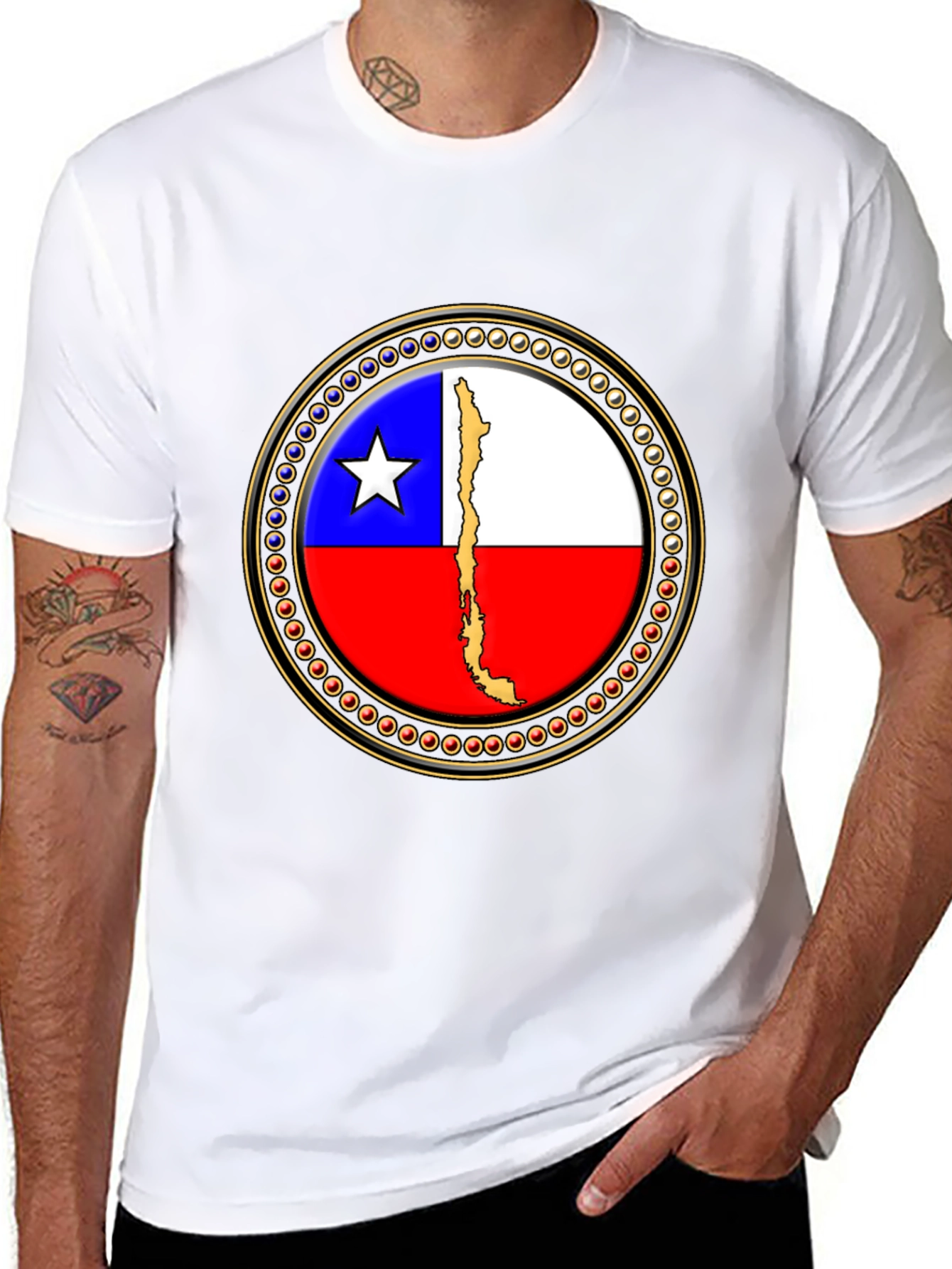 Chile Flag Graphic Tee - Black Cotton T-Shirt