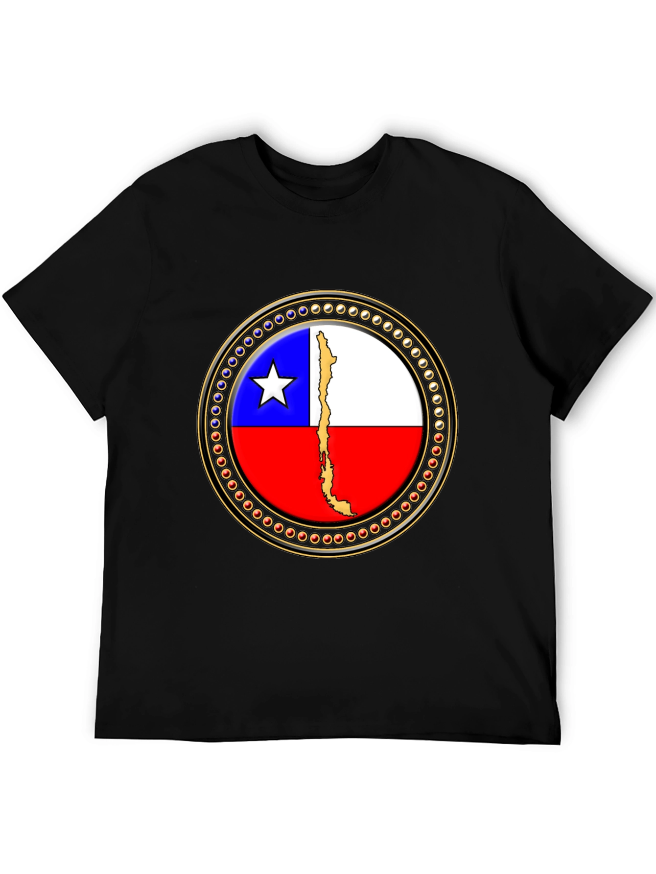 Chile Flag Graphic Tee - Black Cotton T-Shirt