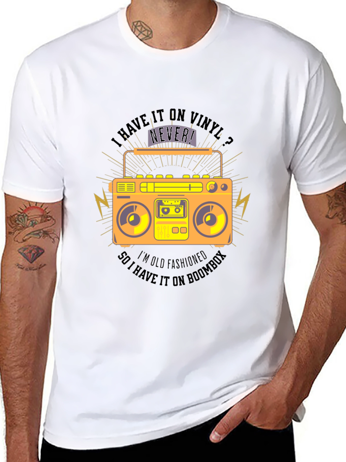 Retro Boombox T-Shirt - Vinyl Lovers Tee