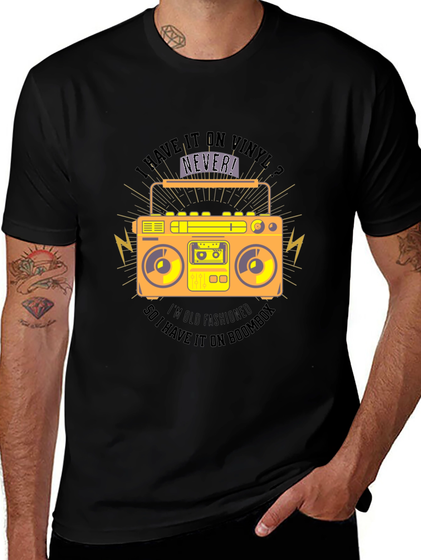 Retro Boombox T-Shirt - Vinyl Lovers Tee
