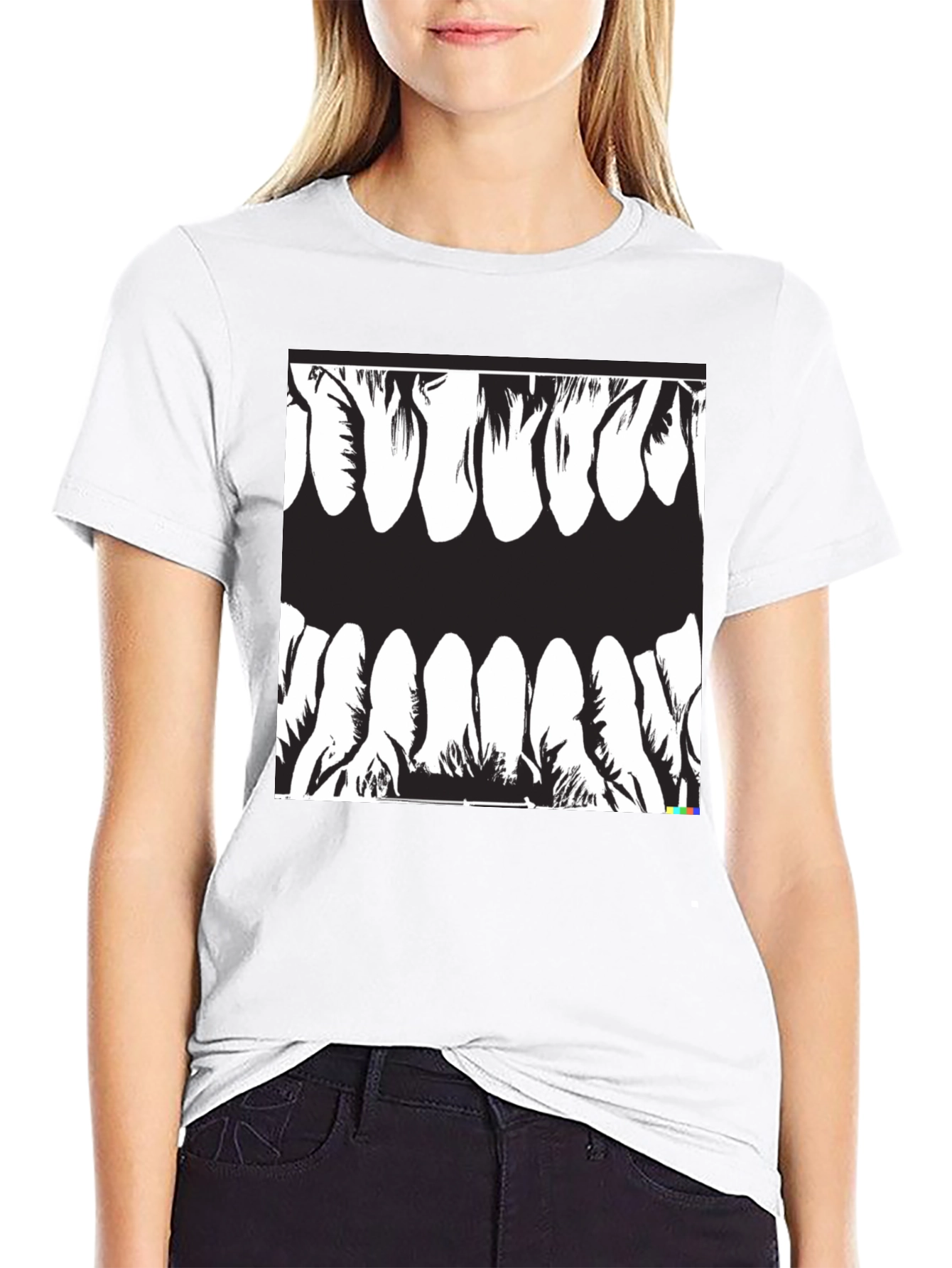 Monster Teeth Graphic Black T-Shirt