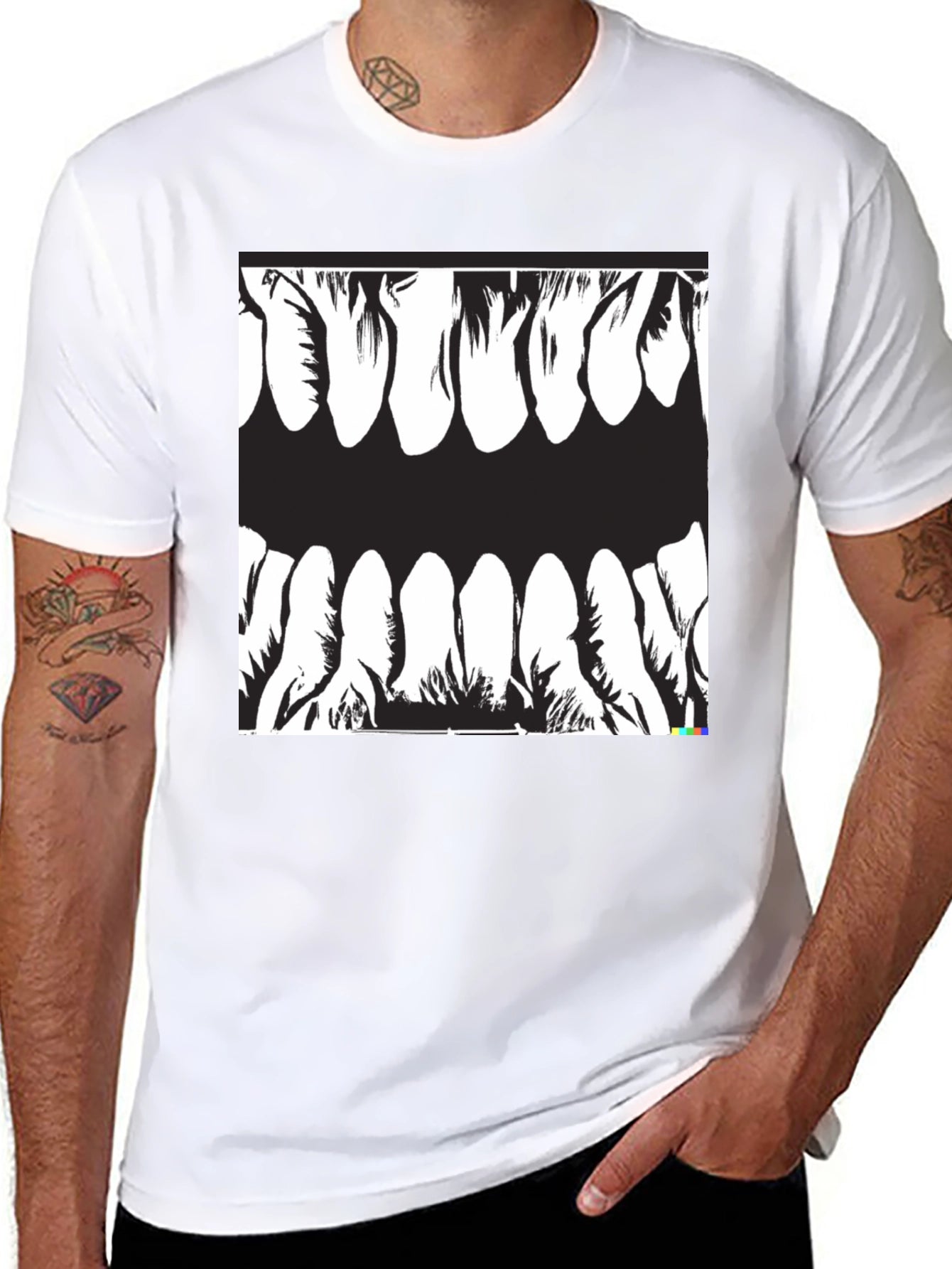 Monster Teeth Graphic Black T-Shirt