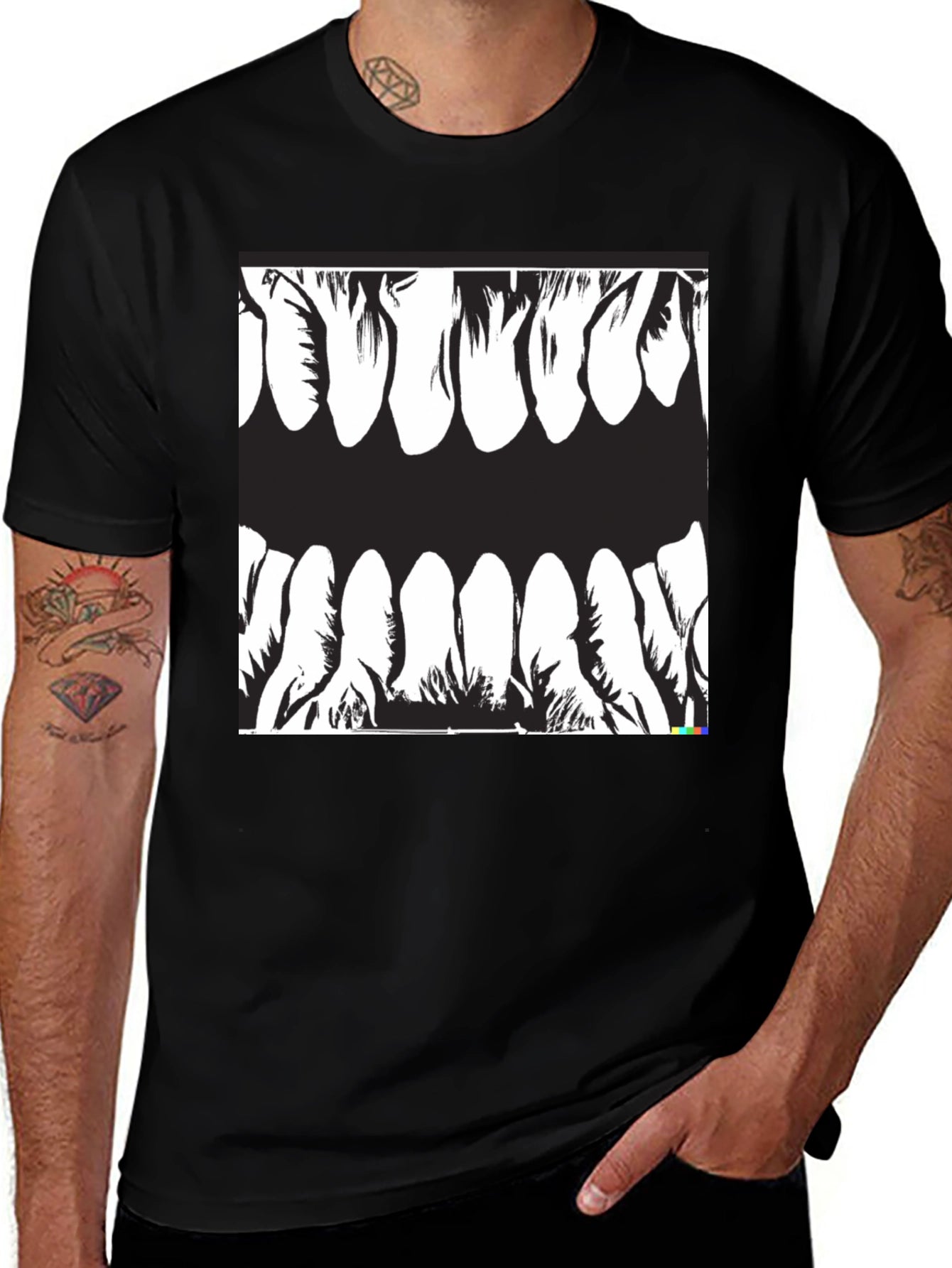 Monster Teeth Graphic Black T-Shirt