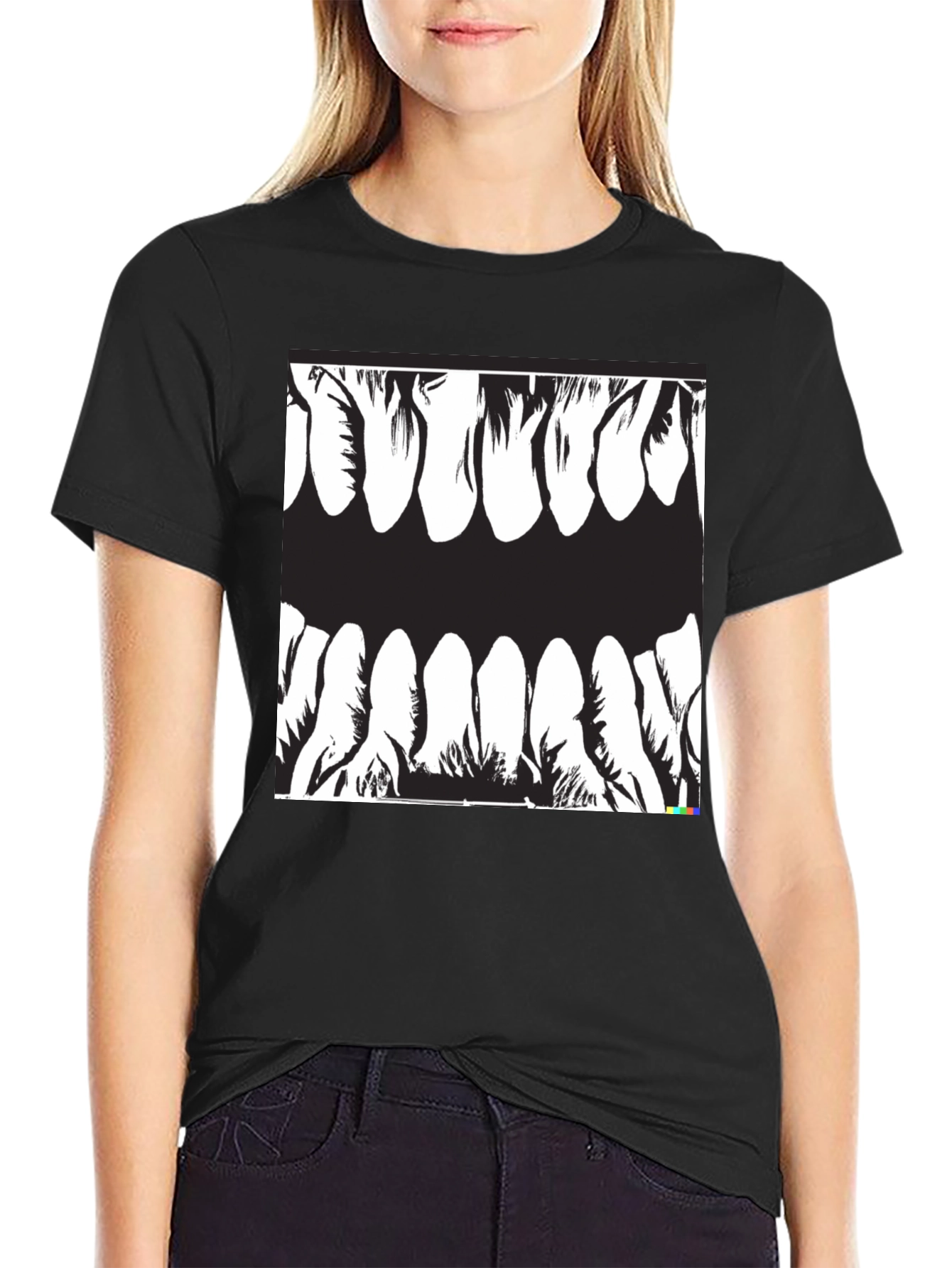 Monster Teeth Graphic Black T-Shirt