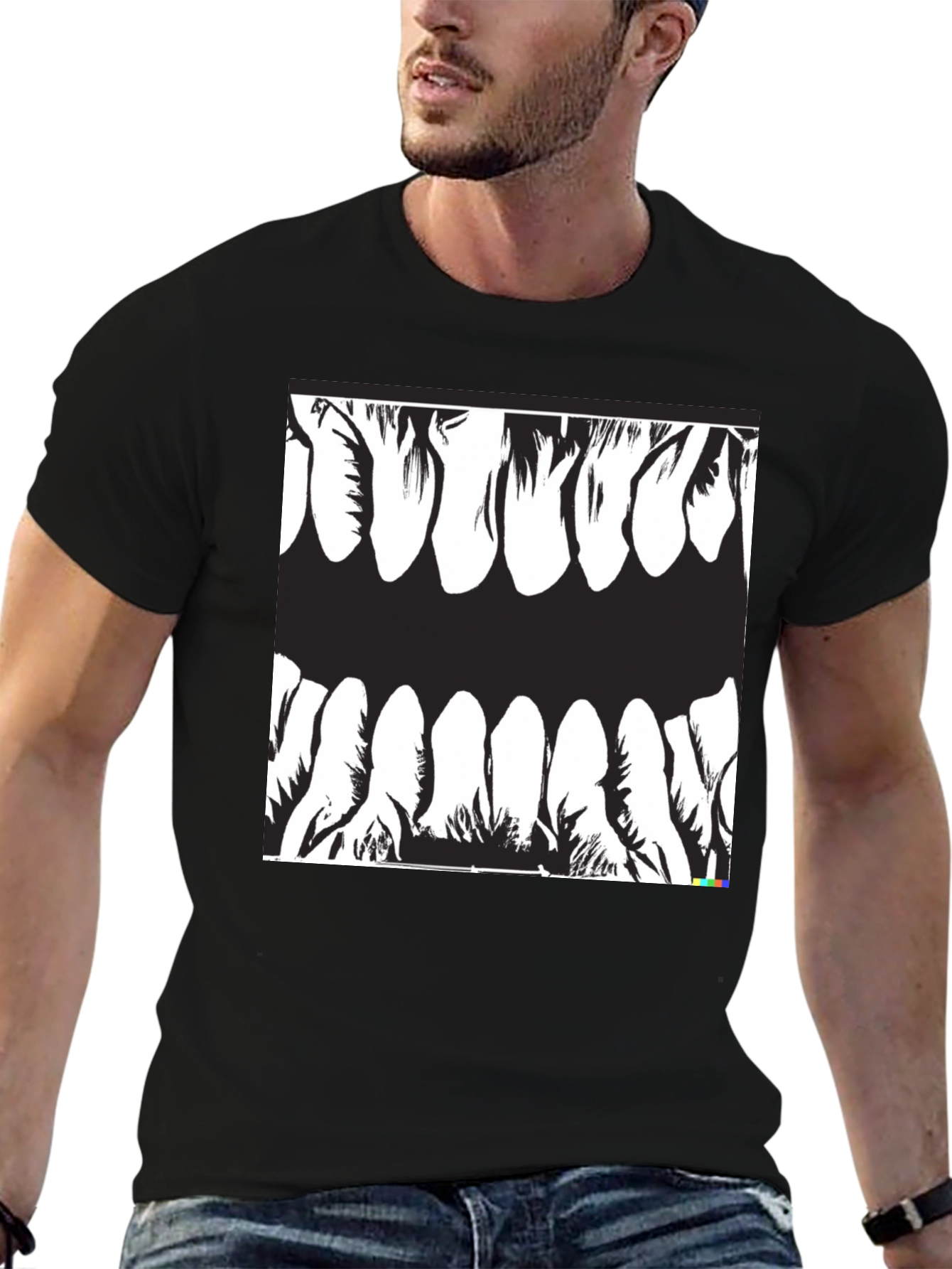 Monster Teeth Graphic Black T-Shirt