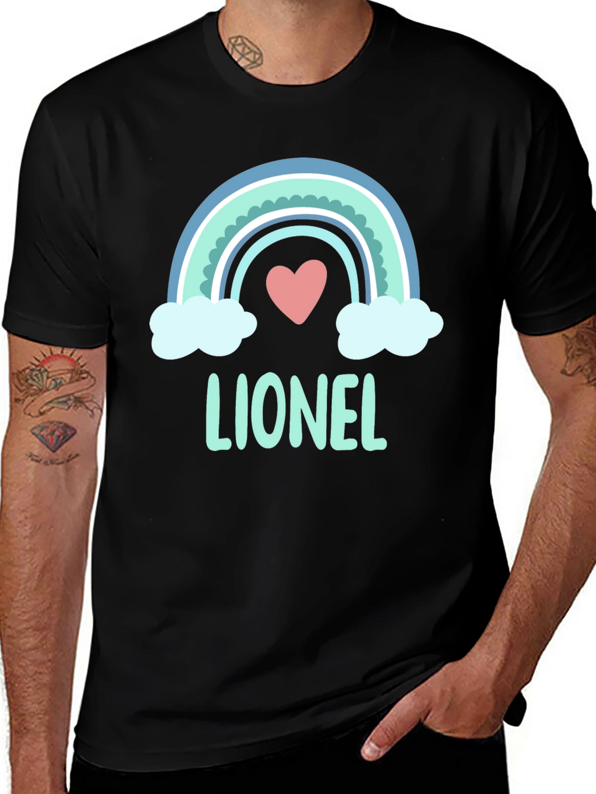 Lionel Rainbow Heart T-Shirt - Cute Personalized Tee