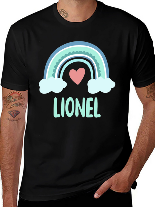 Lionel Rainbow Heart T-Shirt - Cute Personalized Tee