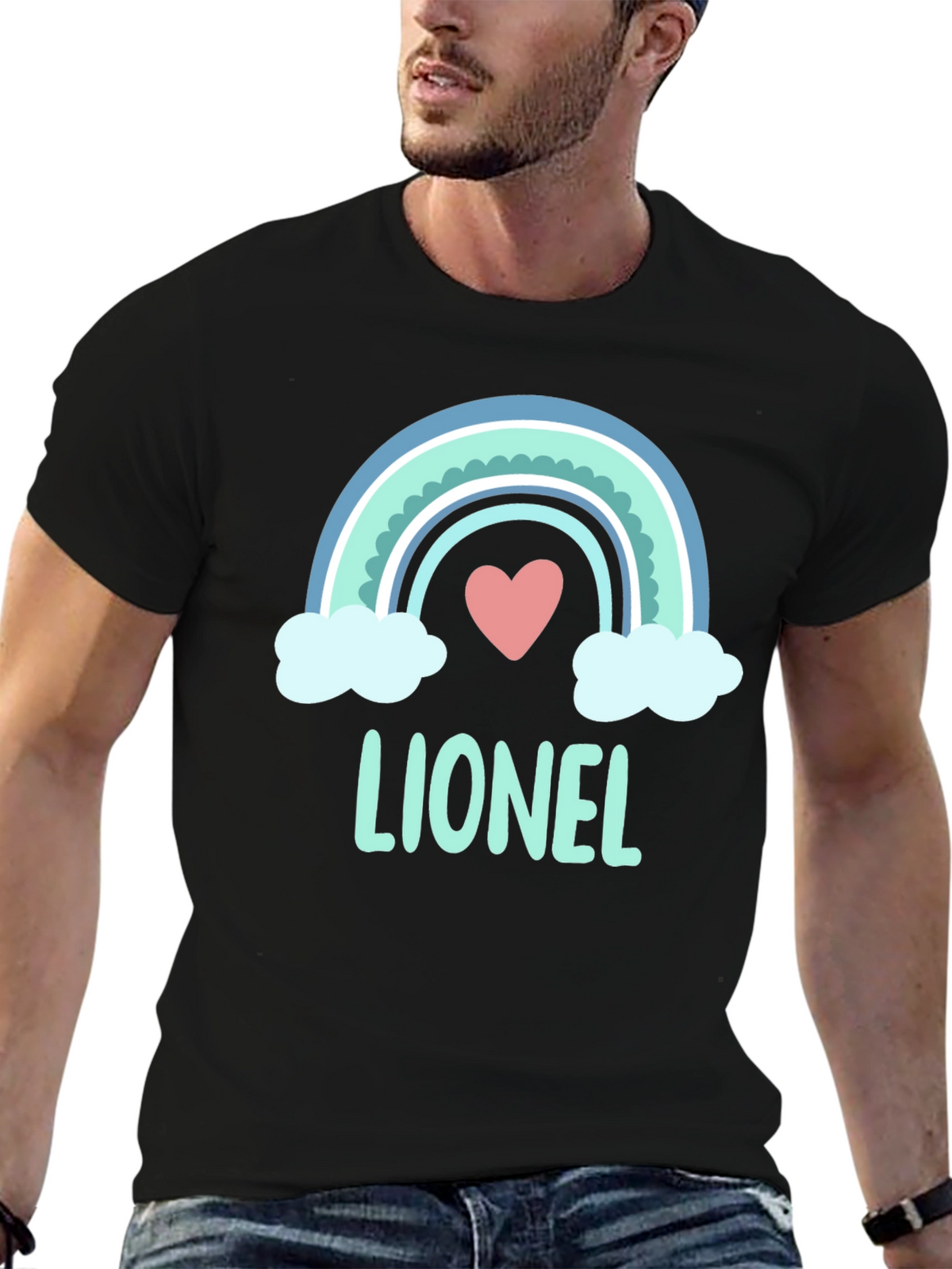 Lionel Rainbow Heart T-Shirt - Cute Personalized Tee