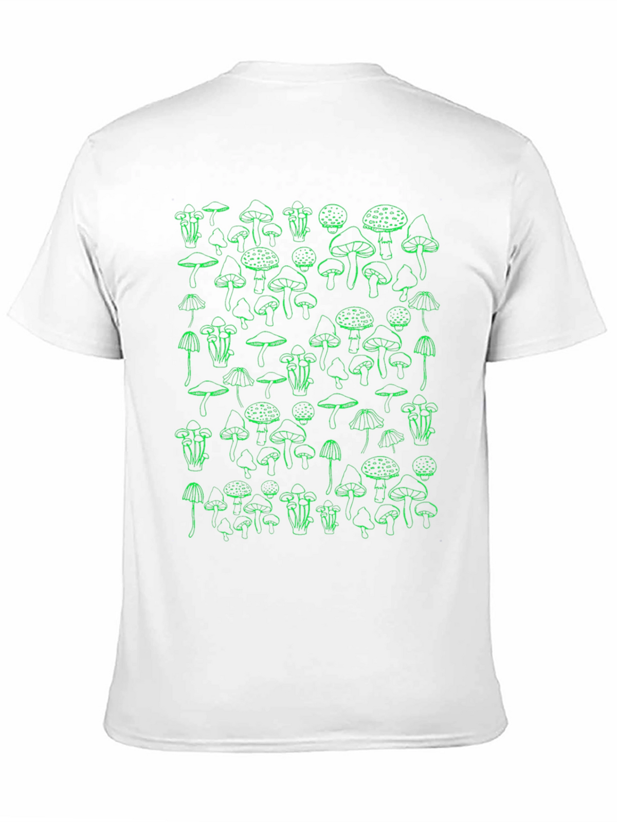 Mushroom Graphic T-Shirt - Green Print on Black
