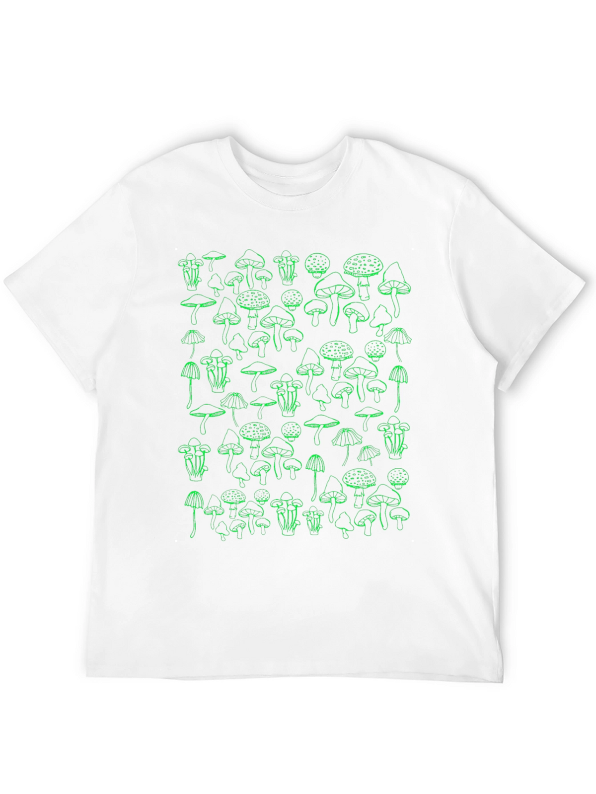 Mushroom Graphic T-Shirt - Green Print on Black