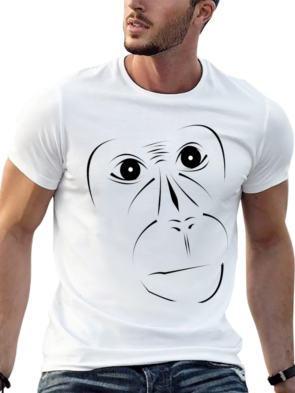 Orangutan Face Graphic Black T-Shirt
