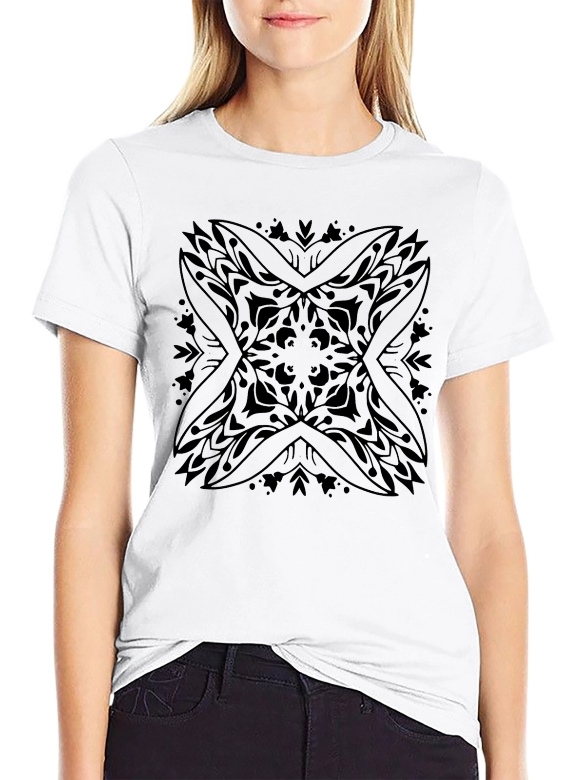 Black Mandala Graphic Tee - Modern Style