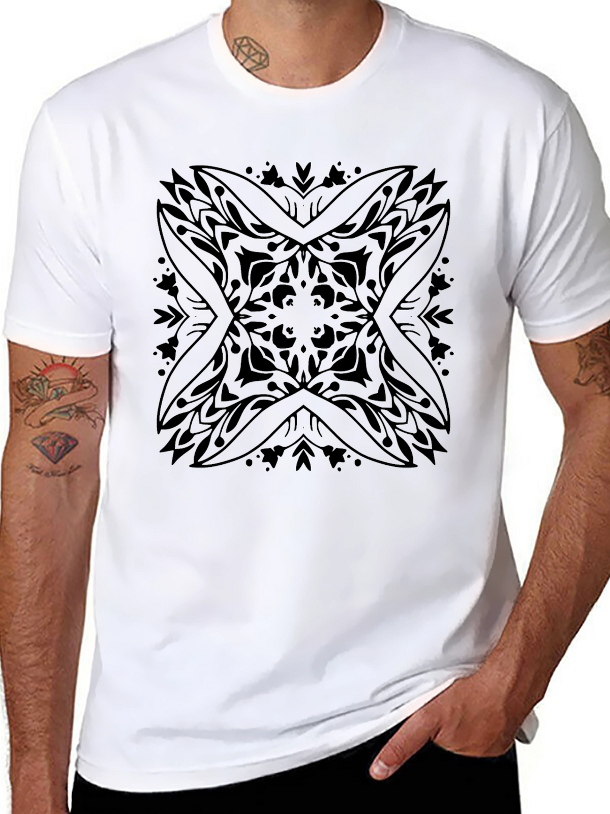 Black Mandala Graphic Tee - Modern Style