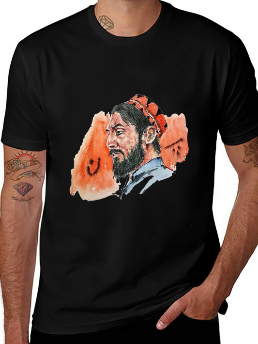 Unique Watercolor Portrait Black T-Shirt