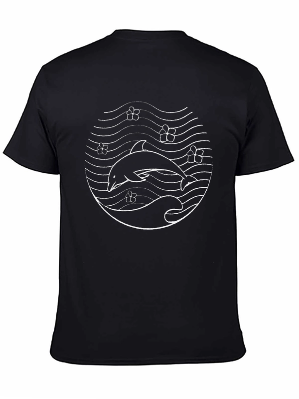 Dolphin Graphic Tee - Black Cotton T-Shirt