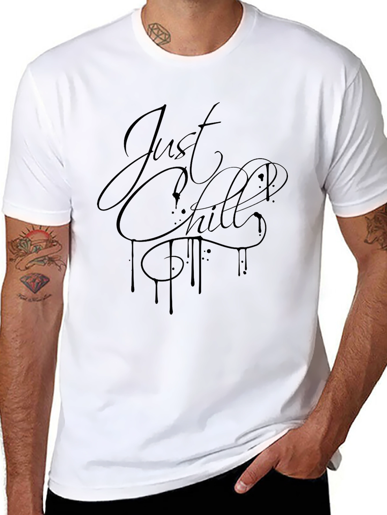 Just Chill Black Graphic Tee - Mens Casual T-Shirt