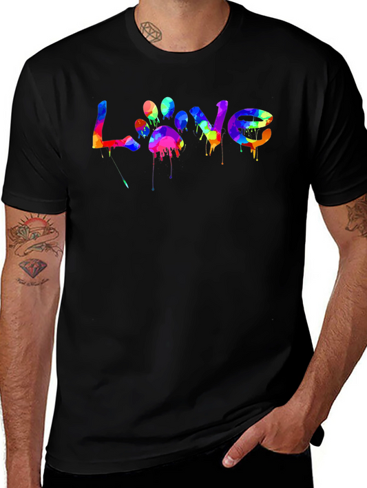 Colorful Paw Print Love Graphic T-Shirt