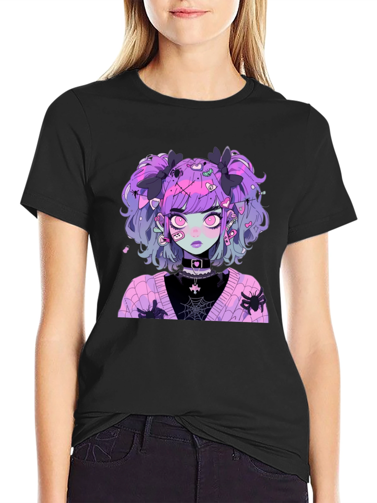 Goth Anime Girl Graphic Tee - Spooky & Stylish