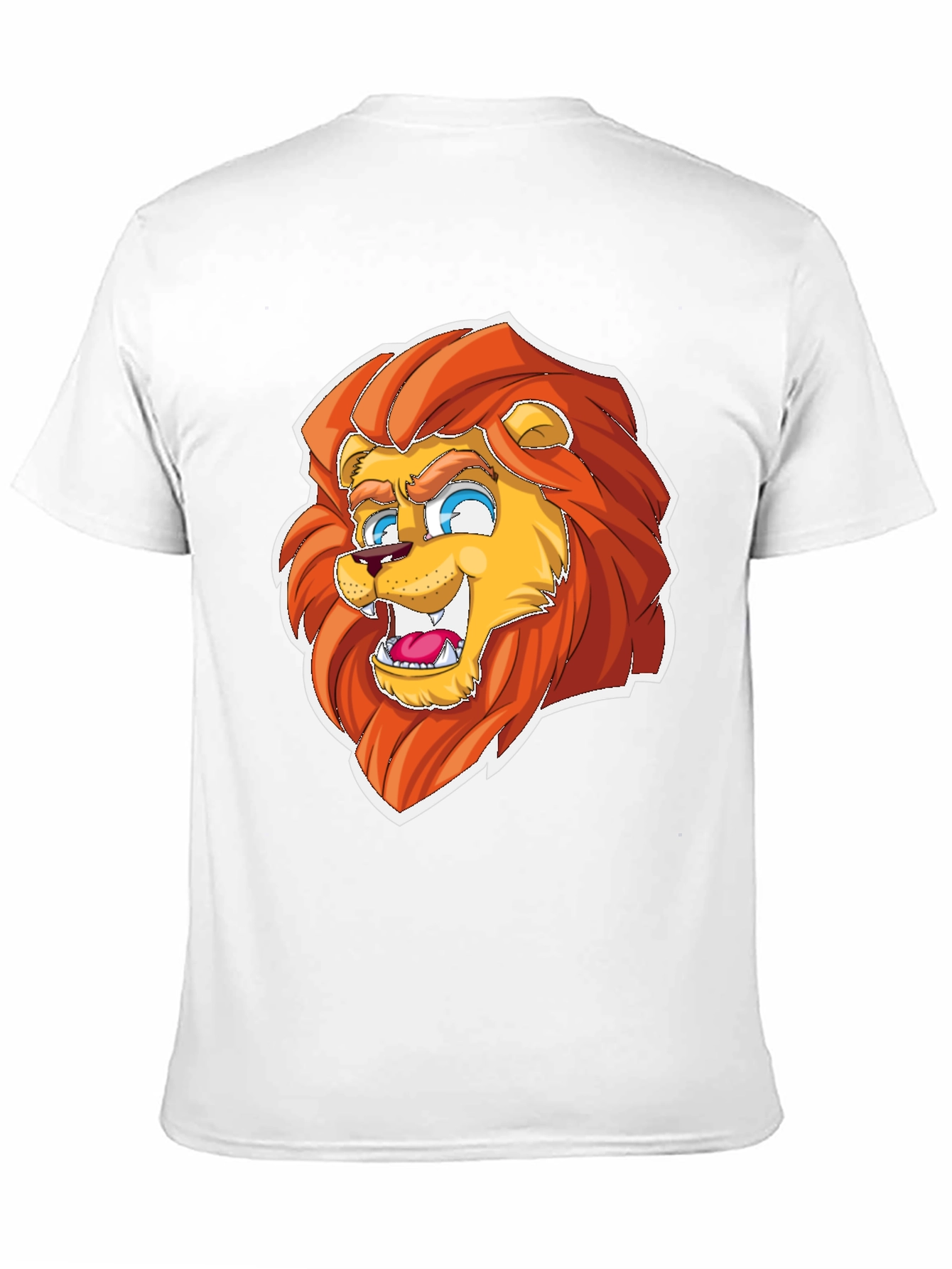 Cartoon Lion Graphic Tee - Black Cotton Blend