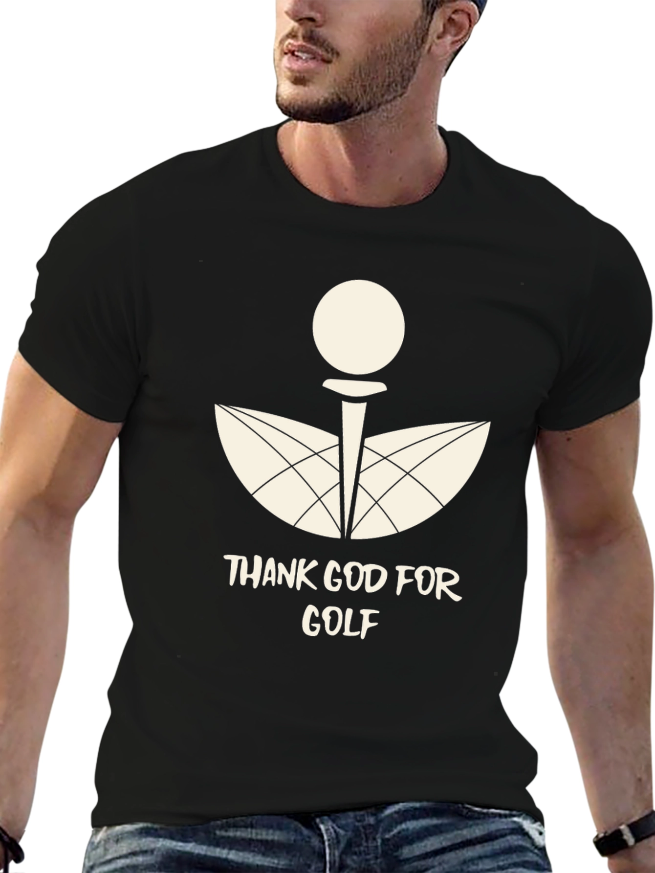 Thank God For Golf Black Graphic Tee