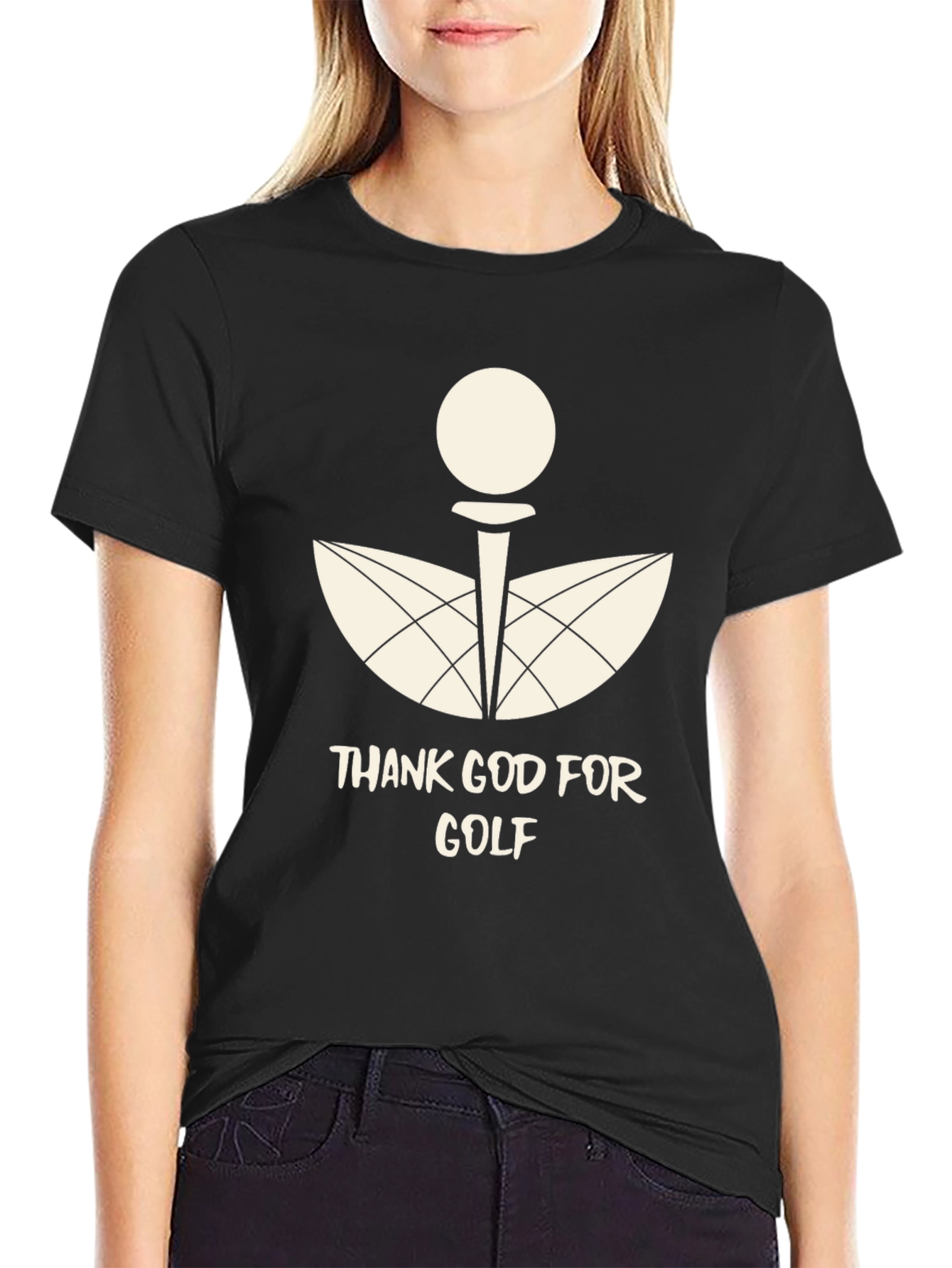 Thank God For Golf Black Graphic Tee