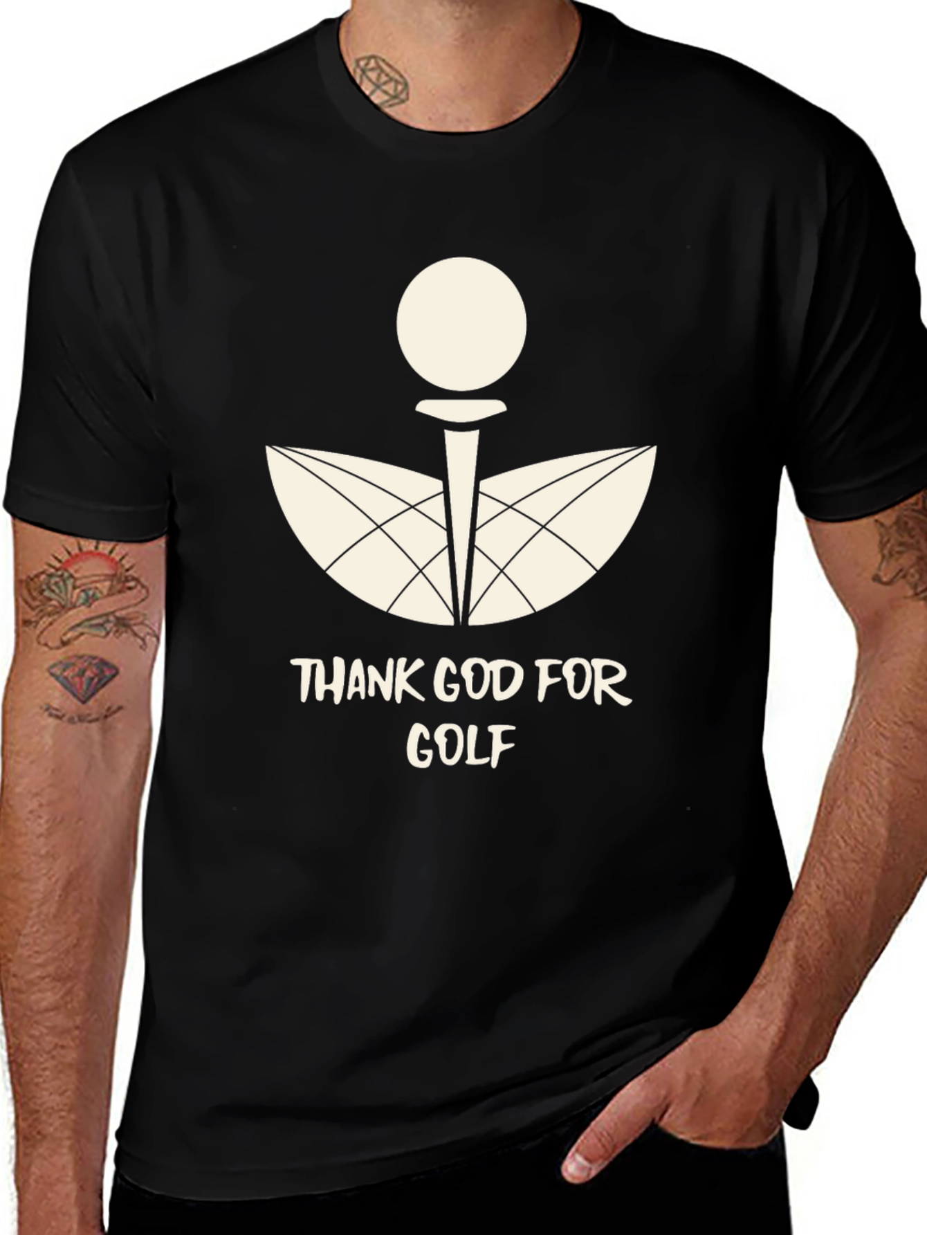 Thank God For Golf Black Graphic Tee