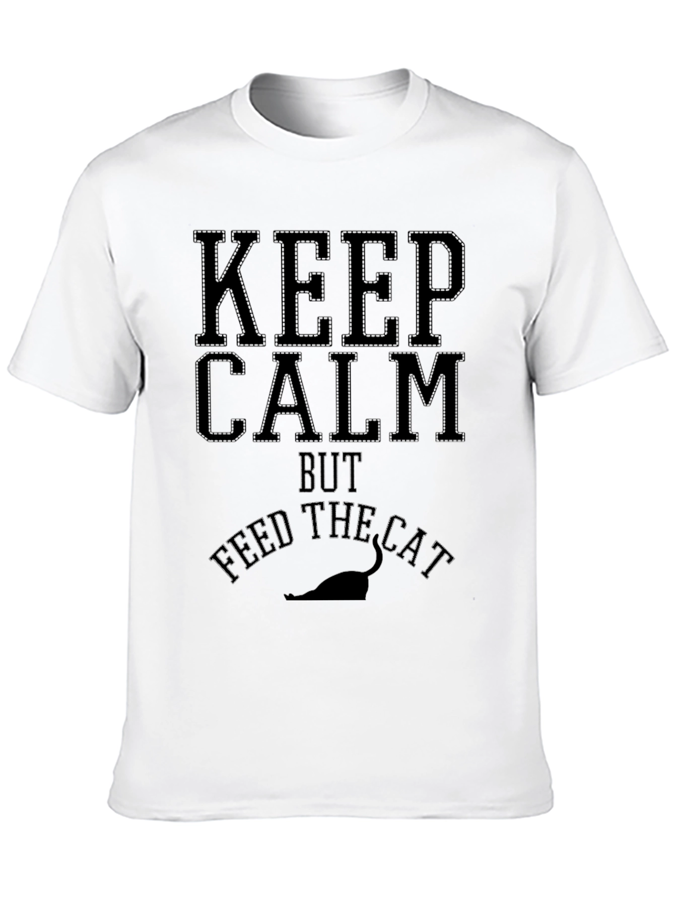 Keep Calm Feed Cat Black Graphic Tee - Mens