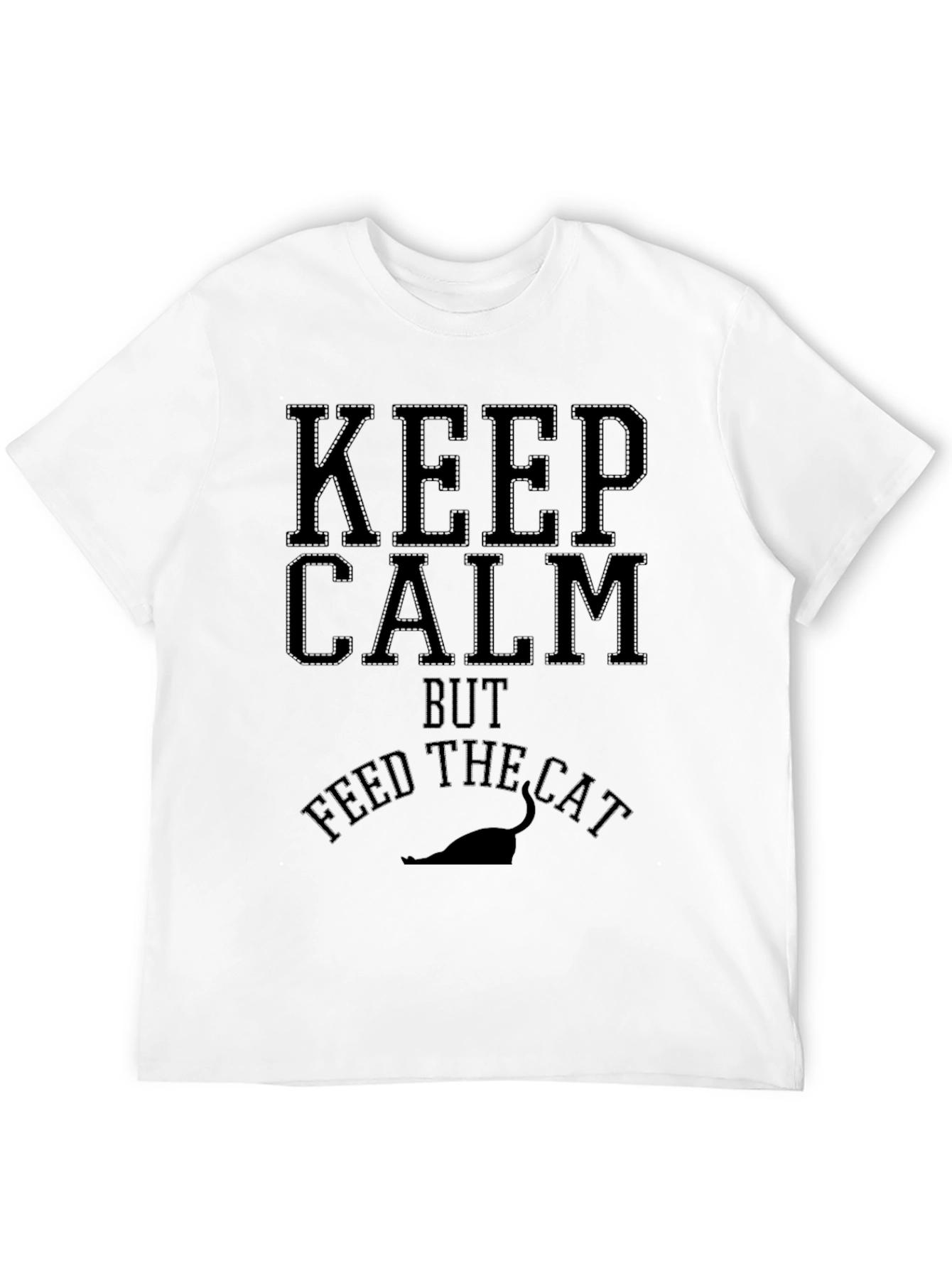 Keep Calm Feed Cat Black Graphic Tee - Mens