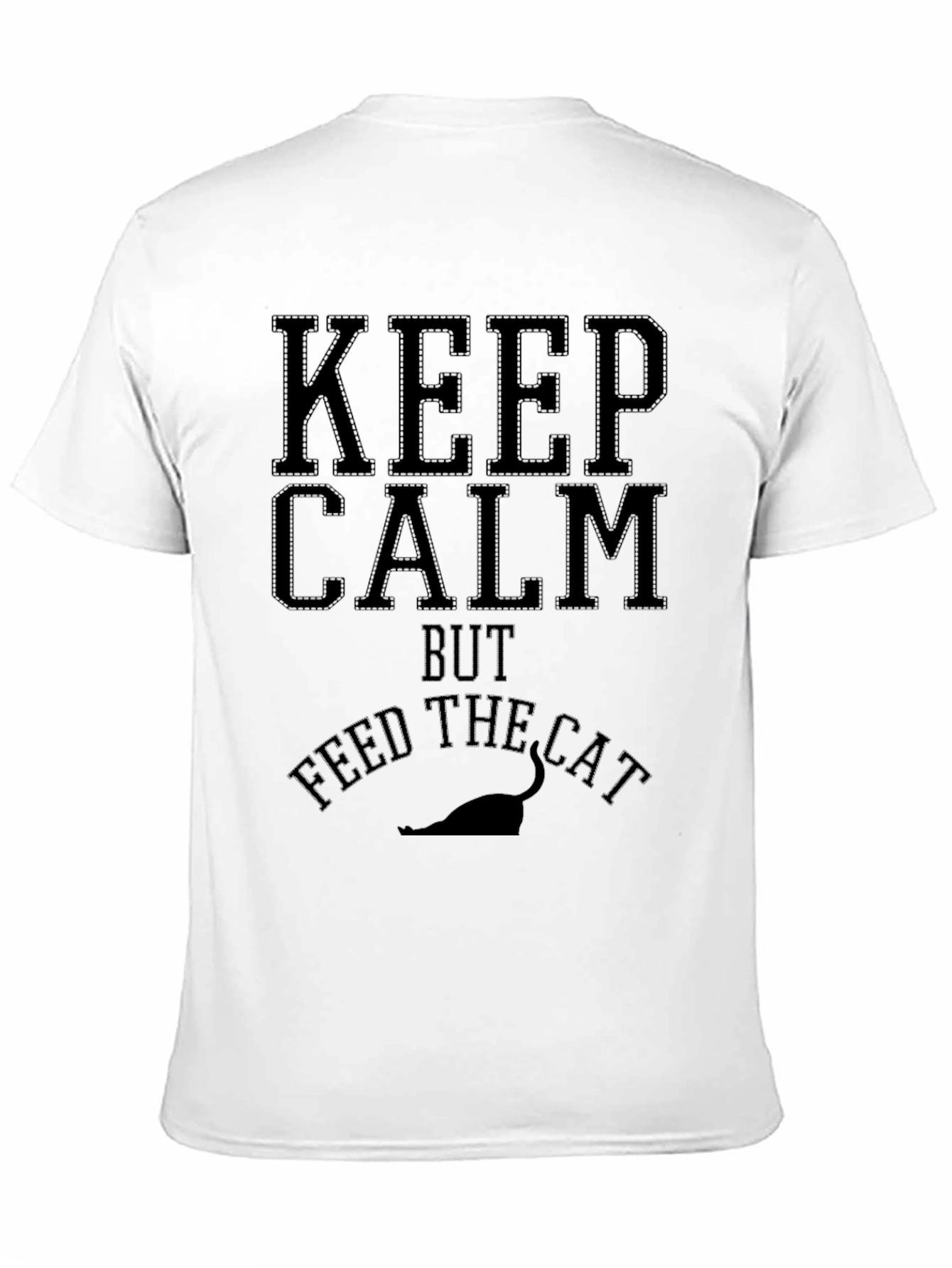 Keep Calm Feed Cat Black Graphic Tee - Mens