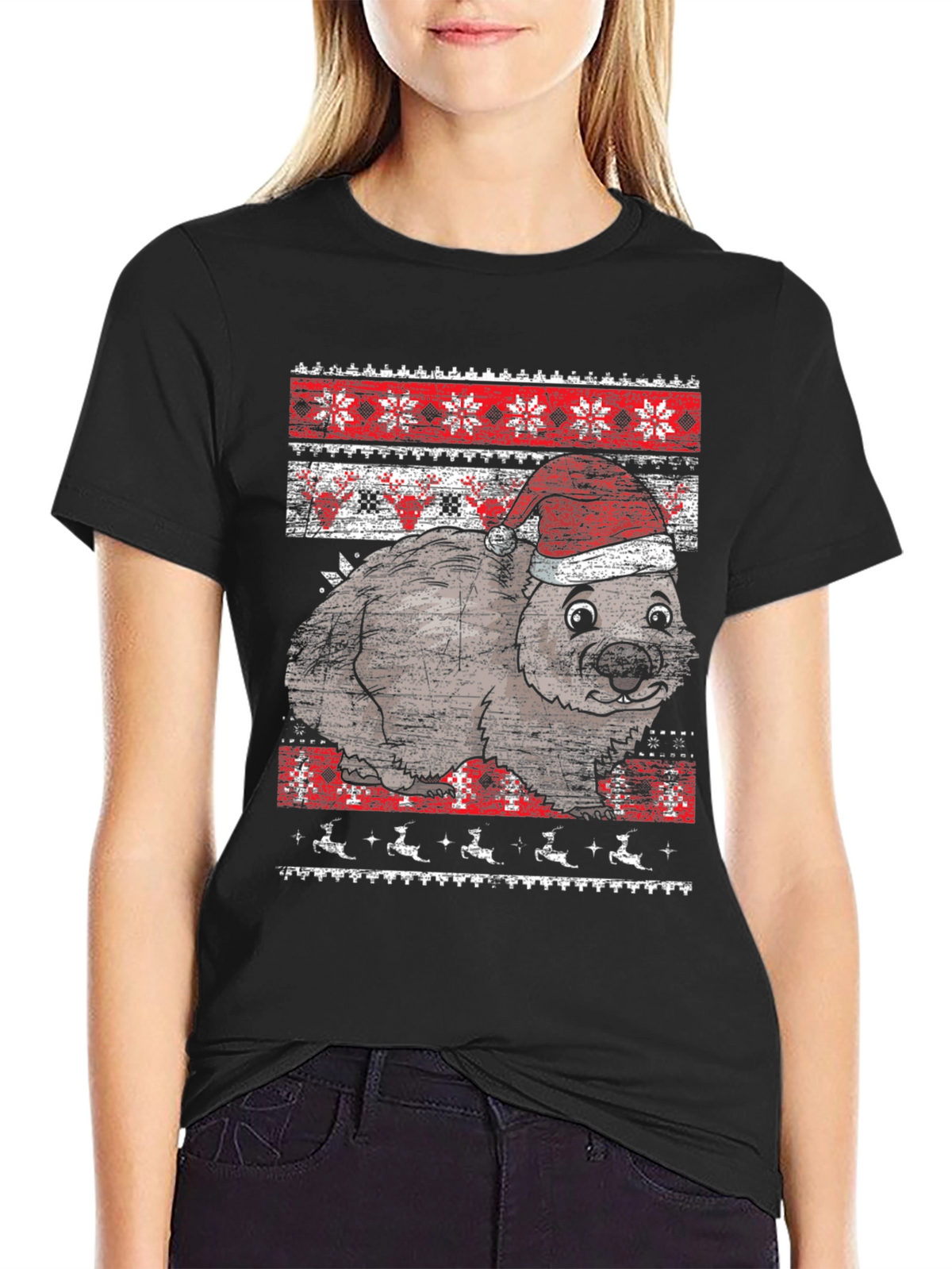 Christmas Wombat Ugly Sweater Graphic Tee