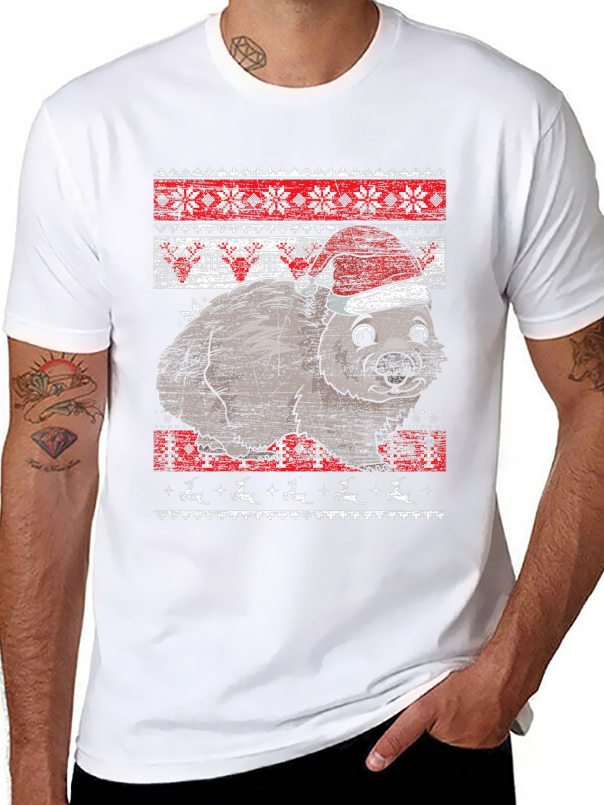 Christmas Wombat Ugly Sweater Graphic Tee