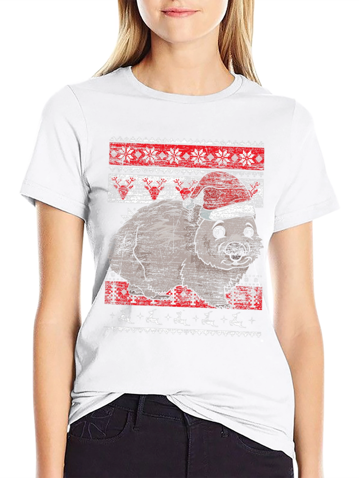Christmas Wombat Ugly Sweater Graphic Tee