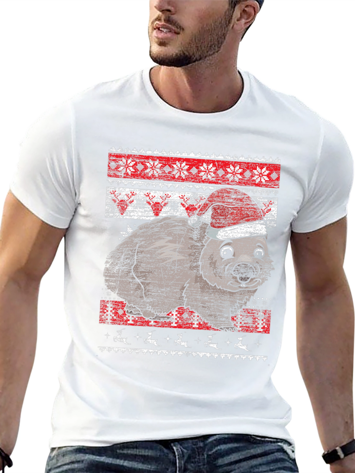 Christmas Wombat Ugly Sweater Graphic Tee