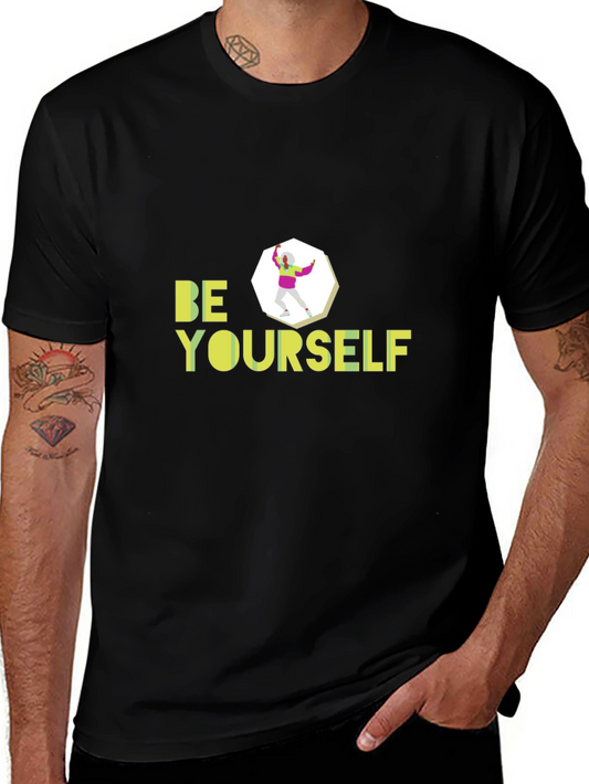 Be Yourself Graphic Tee - Black Cotton Blend Shirt